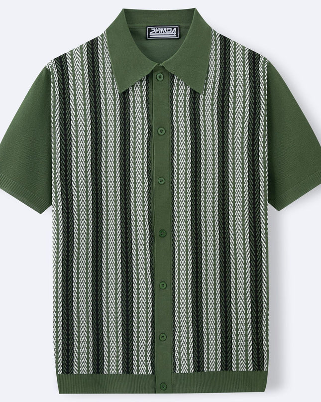 Men's Casual Striped Jacquard Sweater