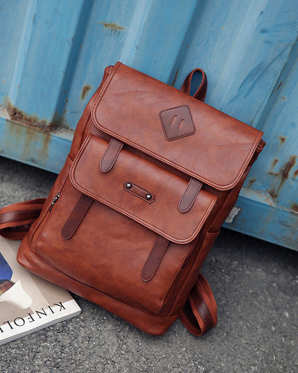 new fashion color leather retro Backpack Laptop computer backpack on behalf of a man