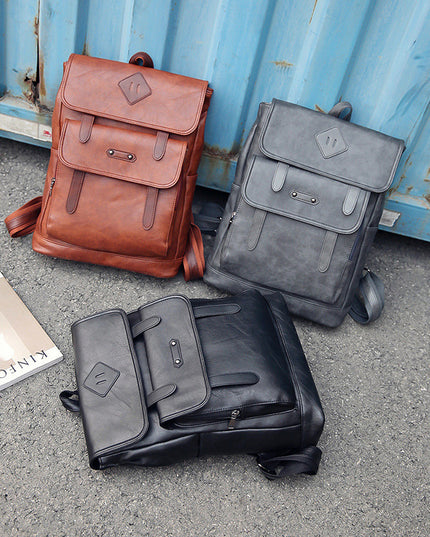new fashion color leather retro Backpack Laptop computer backpack on behalf of a man