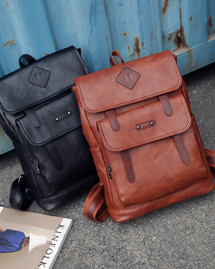 new fashion color leather retro Backpack Laptop computer backpack on behalf of a man