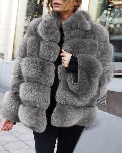 Faux fur stitching women's jacket