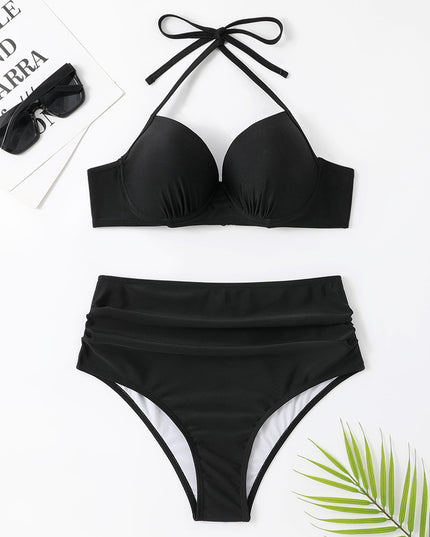 Solid Color Swimsuit One Piece Rigid Holder Cup
