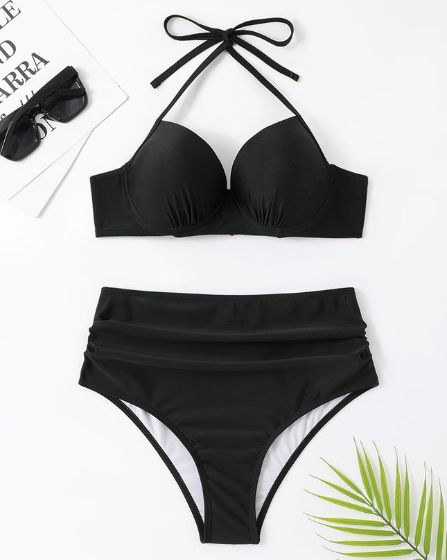 Solid Color Swimsuit One Piece Rigid Holder Cup