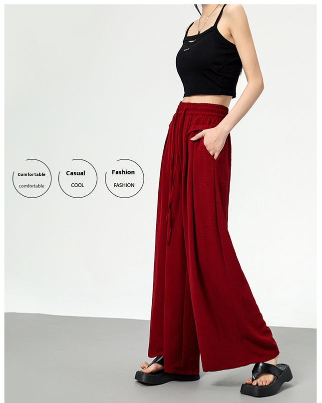 Texture Ice Silk Wide-leg Pants