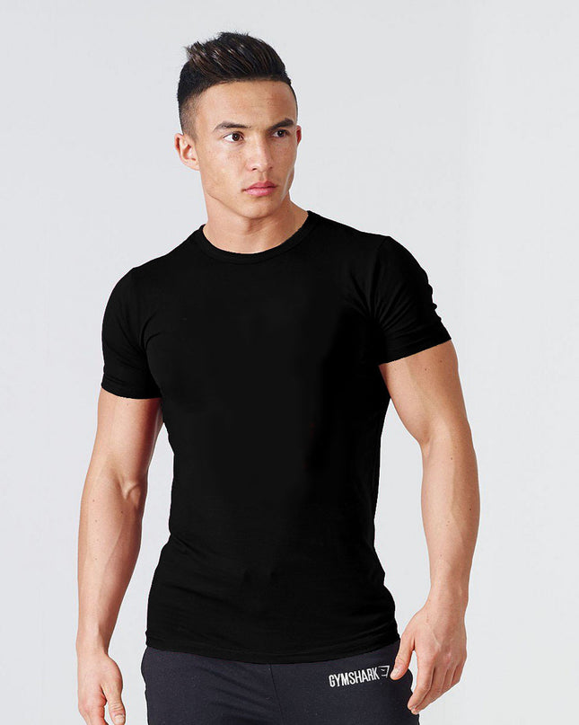 Solid Color Fitness Men's Round Neck Sports Short Sleeve