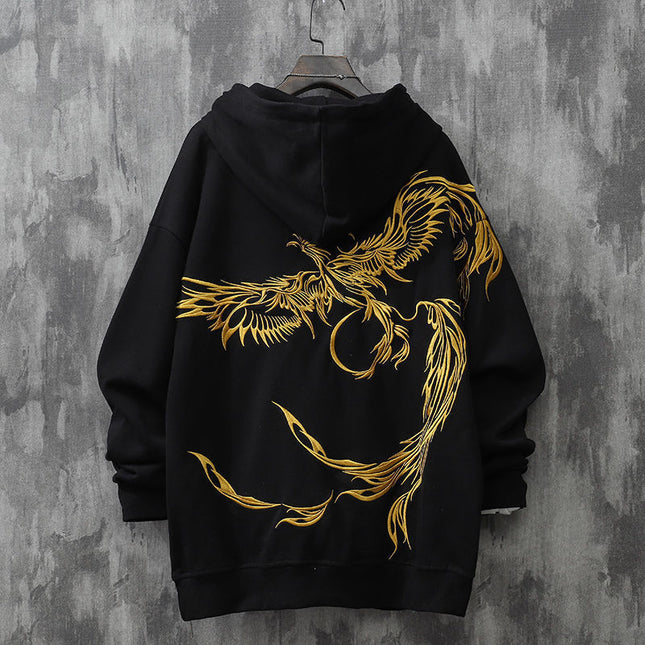 Heavy Industry Phoenix Embroidered Hoodie for Men | Premium Wool-Lined & Regular Styles