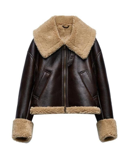 Faux Fur Effect Cropped Coat