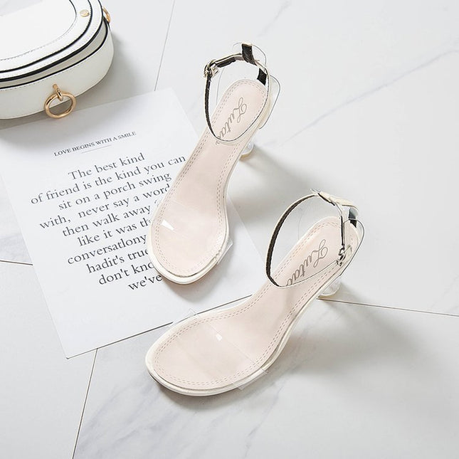 Korean Style Transparent Crystal High Heel Sandals