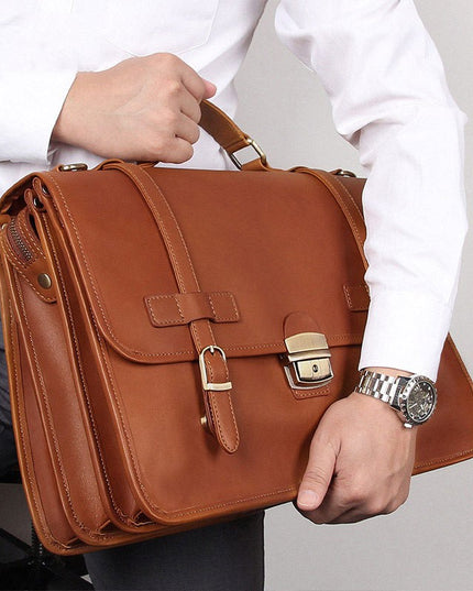 JMD Winter British Style First-Layer Cowhide Briefcase for Men | Premium Leather Office Handbag