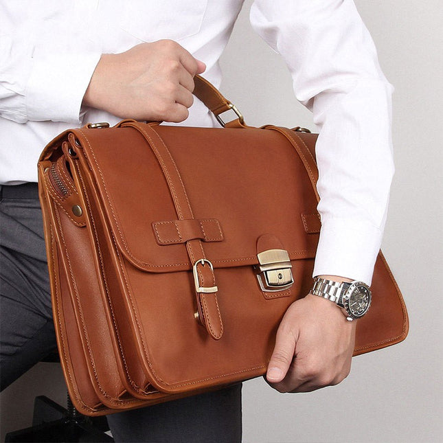 JMD Winter British Style First-Layer Cowhide Briefcase for Men | Premium Leather Office Handbag