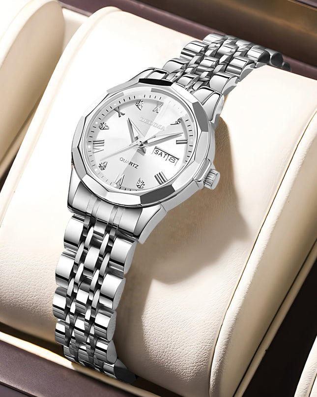 Diamond Double Calendar Waterproof Luminous Watch