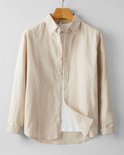Summer Men's Cotton And Linen Casual Long Sleeve Shirt Thin