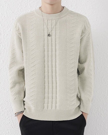 New Men's Round Neck Knitted Sweater