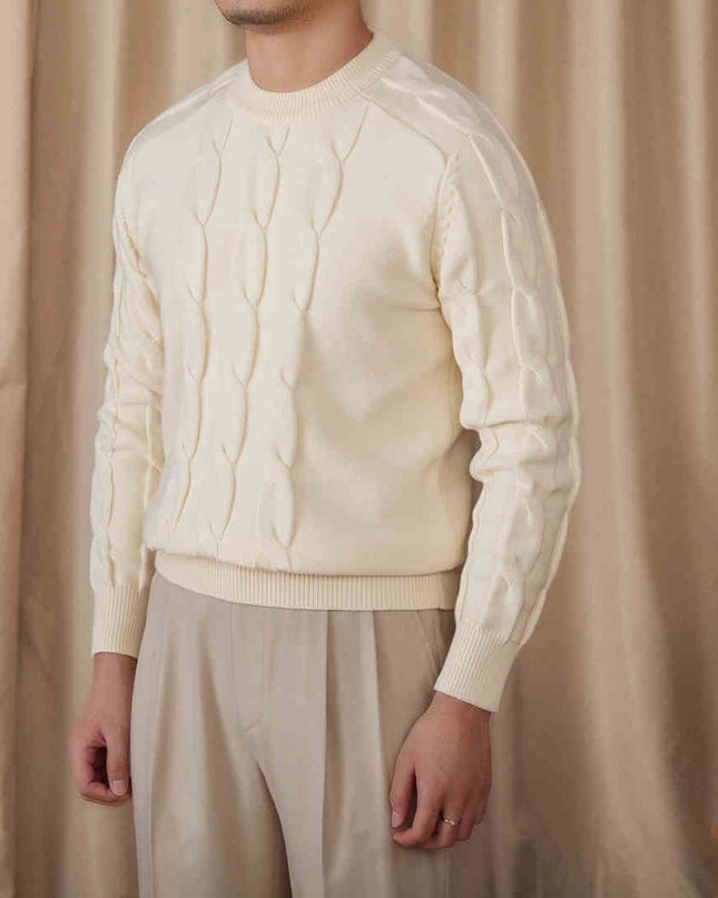 Round-neck Long-sleeved Pullover Jacquard Slim-fit Stretch Sweater