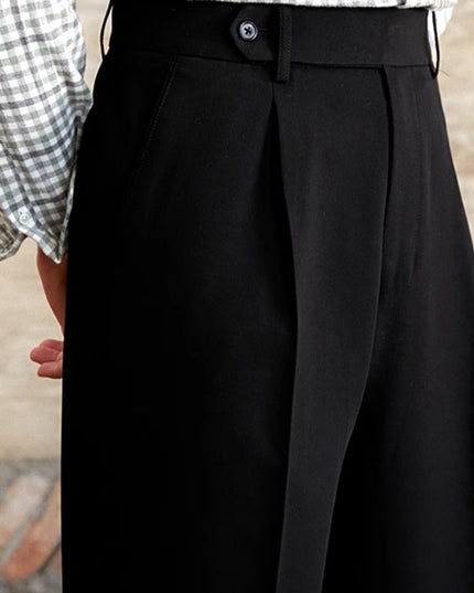 High Waist Baggy Straight Trousers Gentry Non-ironing Trousers