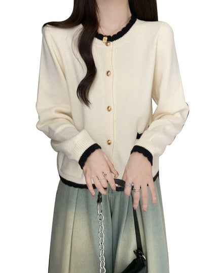 Women's Long-sleeved Round Neck Pocket Button Cardigan Loose Sweater