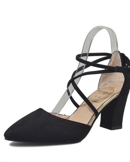 Korean Fashion Pointed Toe Buckle Strap High Heel Sandals