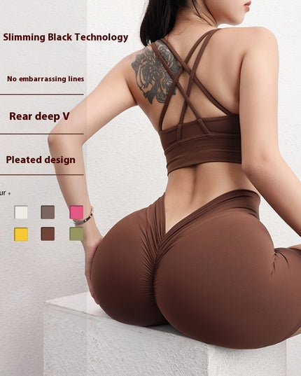 Women's Hip Lifting Three Points Peach Nude Feel Exercise Workout Pants