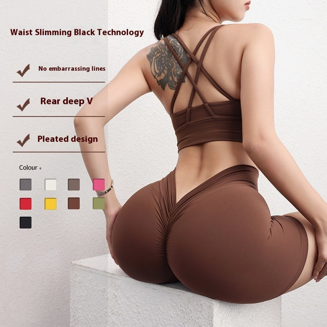 Women's Hip Lifting Three Points Peach Nude Feel Exercise Workout Pants