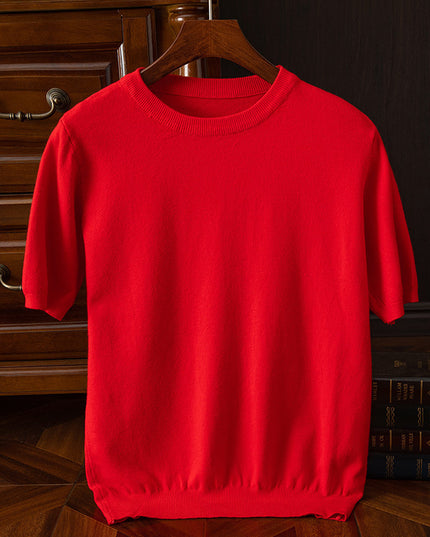 Men's Short-sleeved T-shirt Korean-style Trendy Round Neck Half-sleeve Sweater