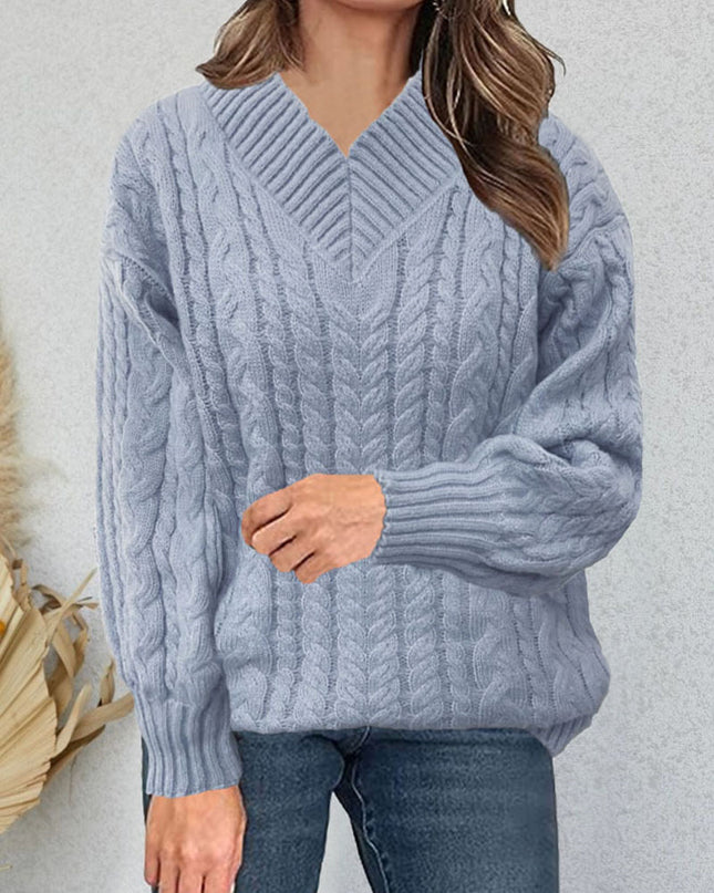 Women's Autumn And Winter New Long-sleeved Knitted V-neck Pullover Sweater