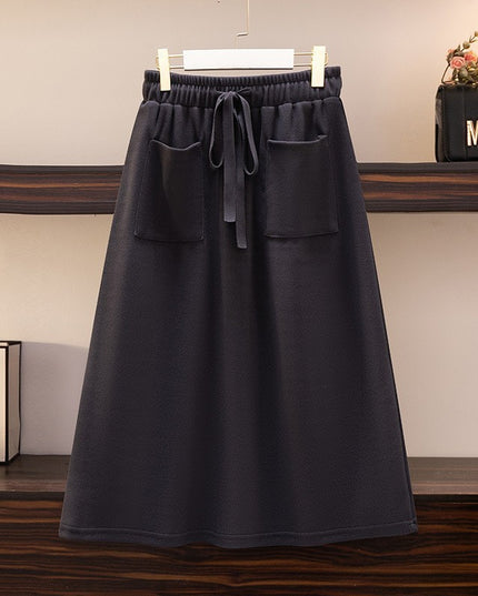 Elastic Waist Loose Slimming Autumn And Winter New Plus Size Women's Skirt