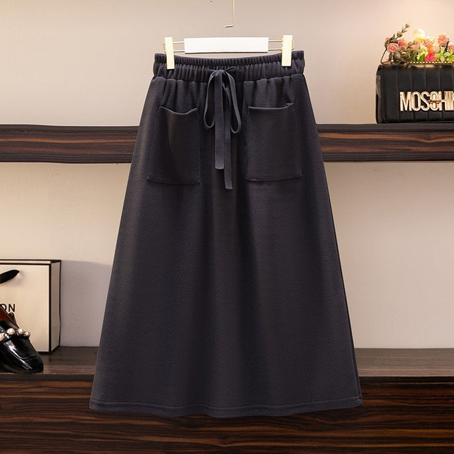 Elastic Waist Loose Slimming Autumn And Winter New Plus Size Women's Skirt