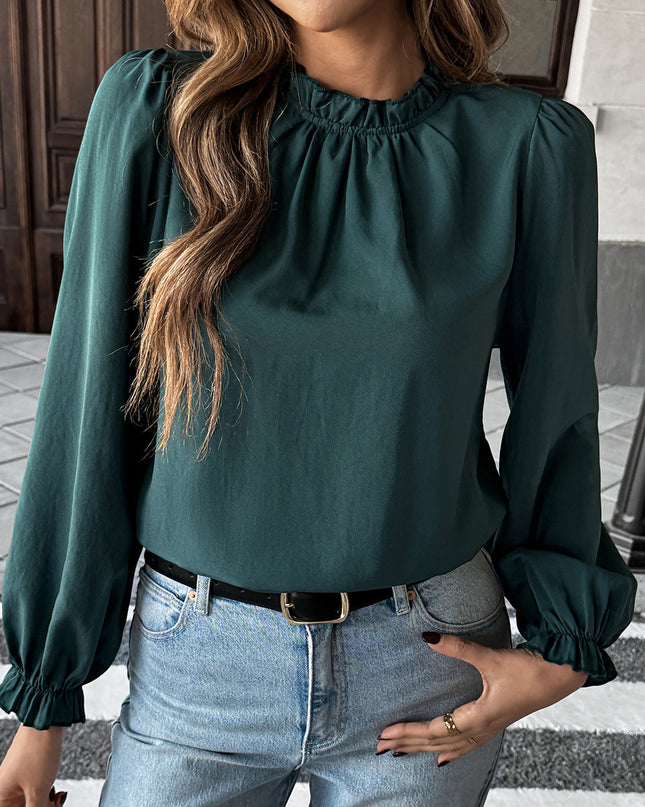 European And American Leisure Simple Style Long Sleeve Solid Color Stringy Selvedge Shirt