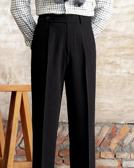 Italian Casual Wide-leg Suit Pants British High Waist Baggy Straight Trousers