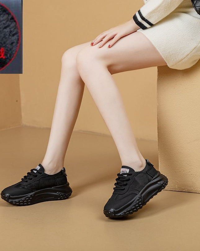 Dad Shoes Women's Fleece-lined Versatile Thick Bottom Small Size Sneaker