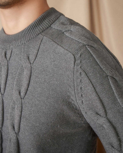 Round-neck Long-sleeved Pullover Jacquard Slim-fit Stretch Sweater