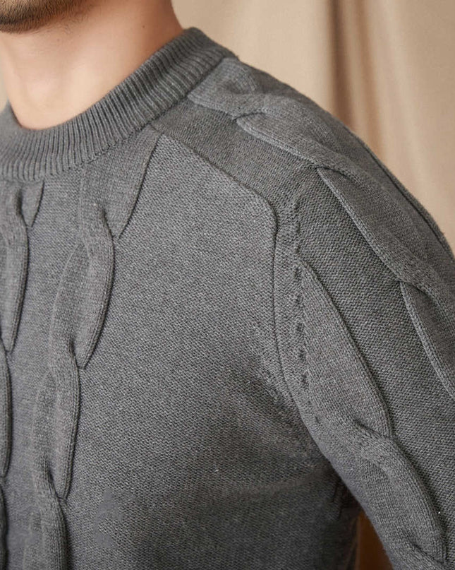 Round-neck Long-sleeved Pullover Jacquard Slim-fit Stretch Sweater