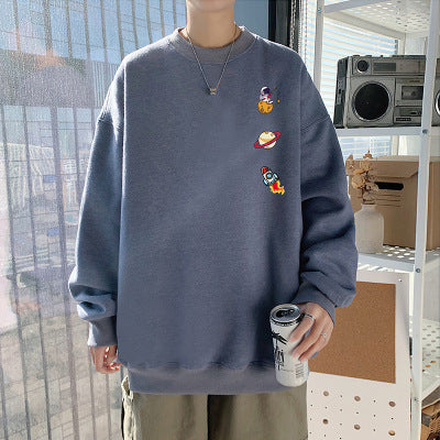 Hong Kong Style Round Neck Sweater Men Loose Spring Trend Printing