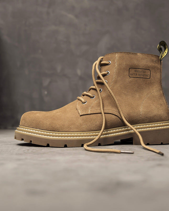 Hidden Heel Platform Retro Men's Leather Boots