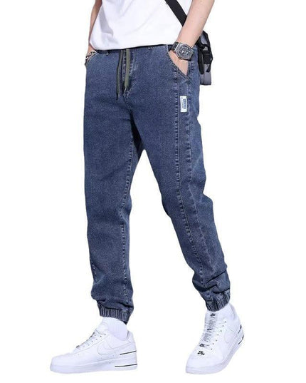 Youth Casual Harem Drawstring Elastic Elastic Beam Foot Type Men's Jeans