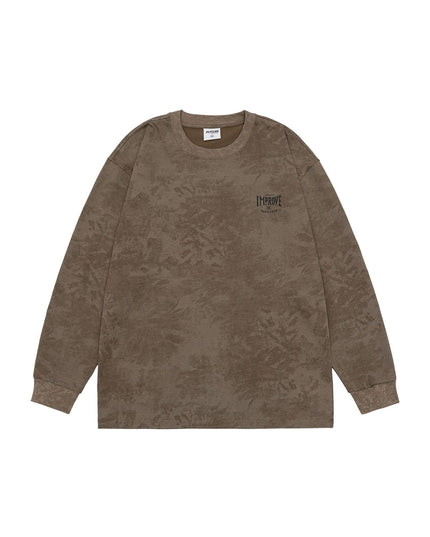 Heavy Long-sleeved T-shirt Retro Loose Tie-dye Printed Bottoming Shirt
