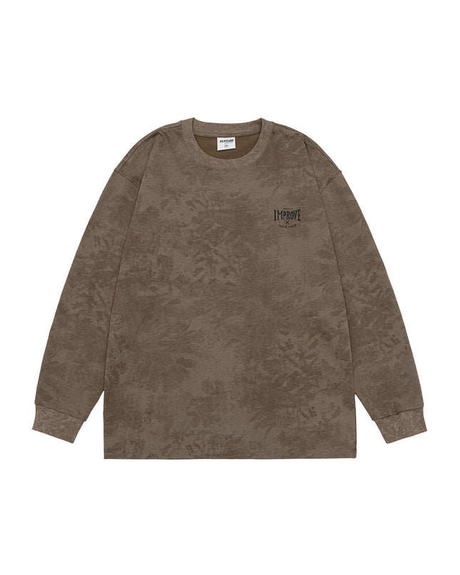Heavy Long-sleeved T-shirt Retro Loose Tie-dye Printed Bottoming Shirt