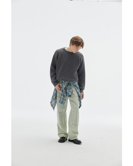 Retro Brocade Men’s Round Neck Sweater – Vintage Printed Pullover Knitwear