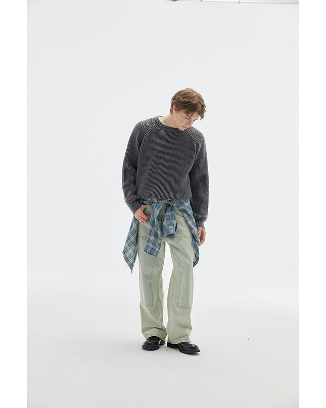 Retro Brocade Men’s Round Neck Sweater – Vintage Printed Pullover Knitwear