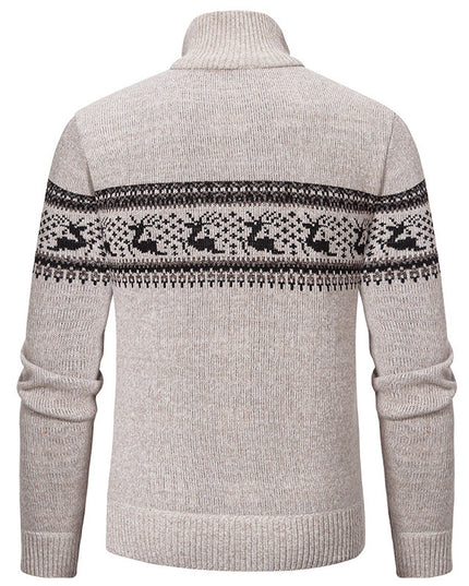 Plus Size Half-open Zipper Men's Autumn And Winter Loose Color Matching Knitwear