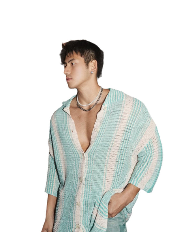 Summer Loose Lapels Casual Knitted Thin Top