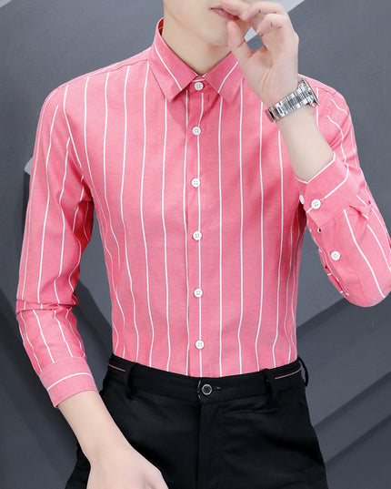 Summer Men's Casual Long-sleeved Striped Shirt