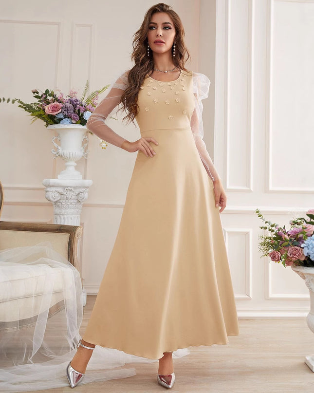 Fashion Elegant Mesh Sleeves Women's Dress