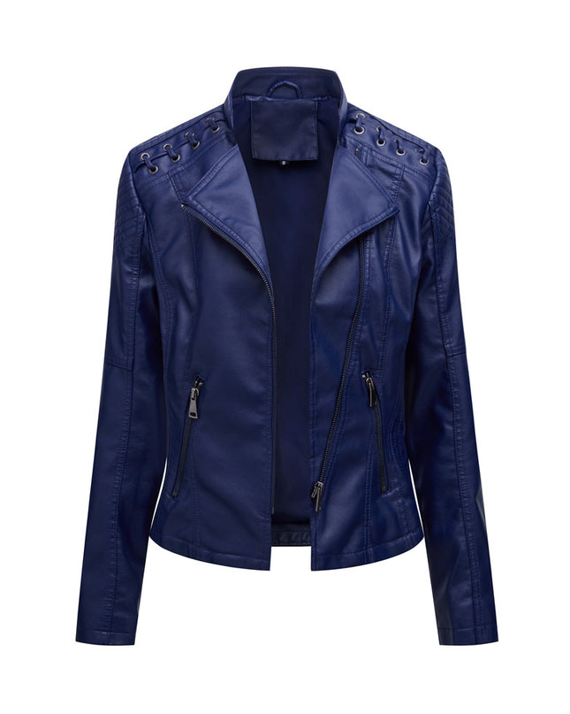 Slim Fit Thin Leather Coat Women's Motorcycle Clothing