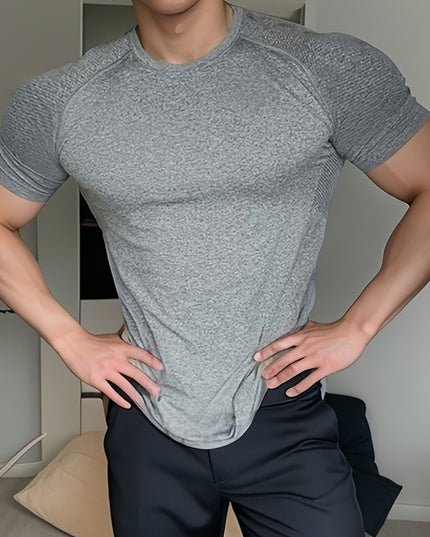 Men's Seamless Jacquard Round Neck Top