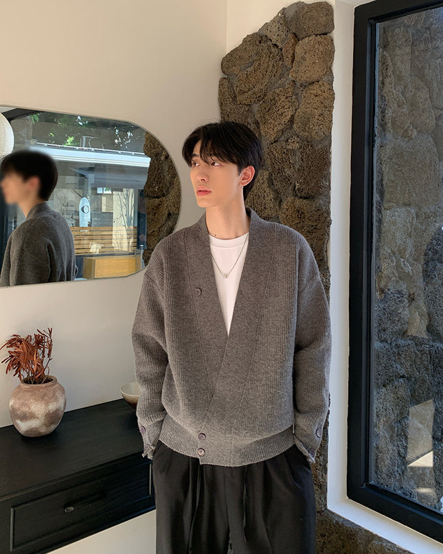 Niche Oblique Placket Design Sweater Men's Sweater