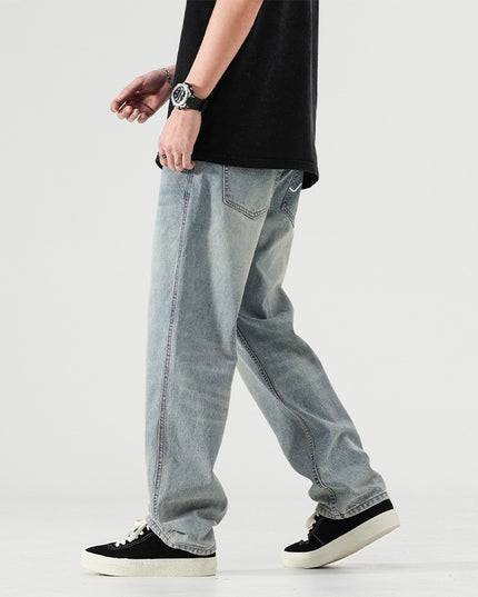 High Street Washed-out Vintage Casual Wide-leg Trousers