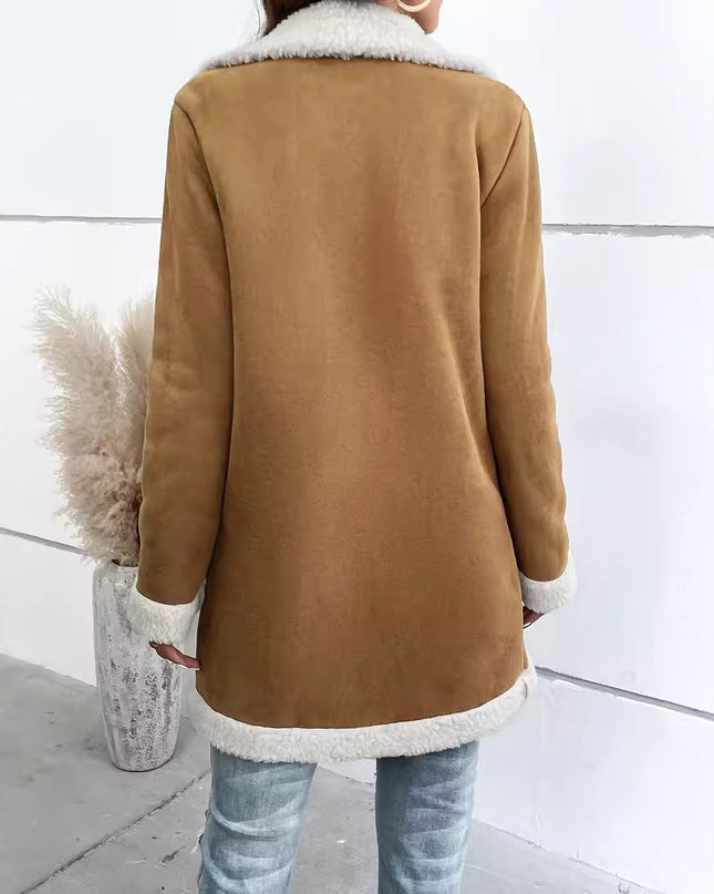 Women's Long-sleeved Lapel Deerskin Velvet Thick Woolen Coat