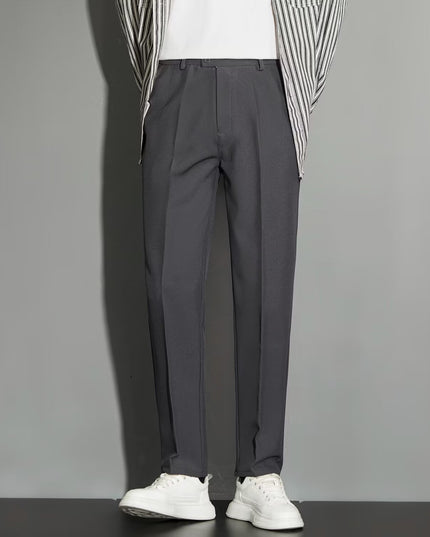 Spring Draping Effect Straight All-matching Ankle-length Suit Pants