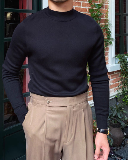Homemade Winter Pullover Keep Warm Knitted Mock Neck Sweater